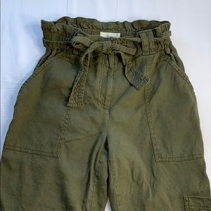Elevenses Anthro. Women’s Olive Paper Bag Pants